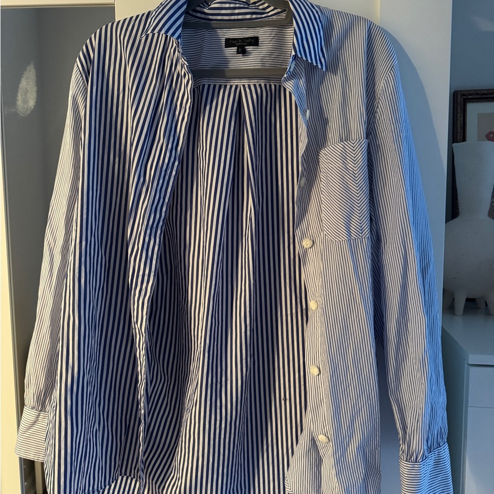 Rag & Bone Navy and White Striped Shirt